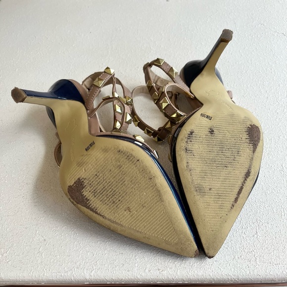 BCBGeneration ✦ Darron Rockstud Heel Sandals ✦ Navy Patent Leather + Gold Studs - Picture 5 of 5